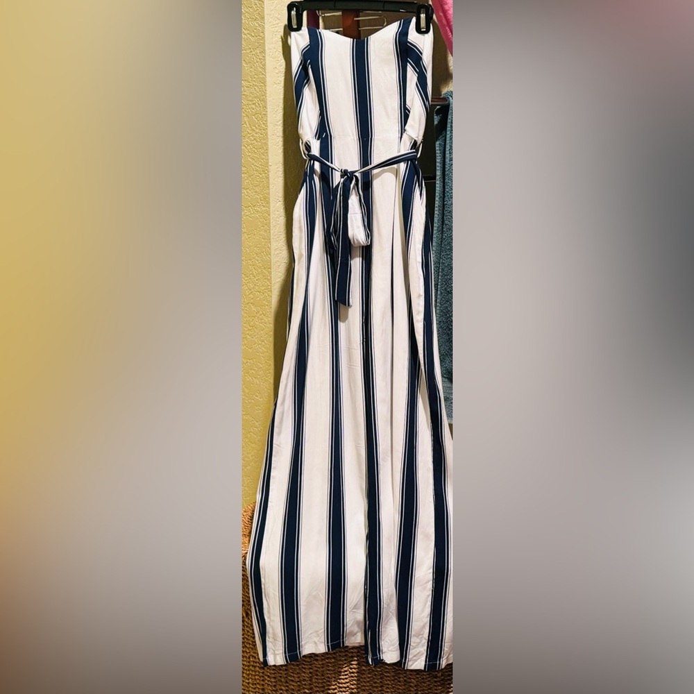 NWT white and blue jumpsuit...never worn and in excellent condition...